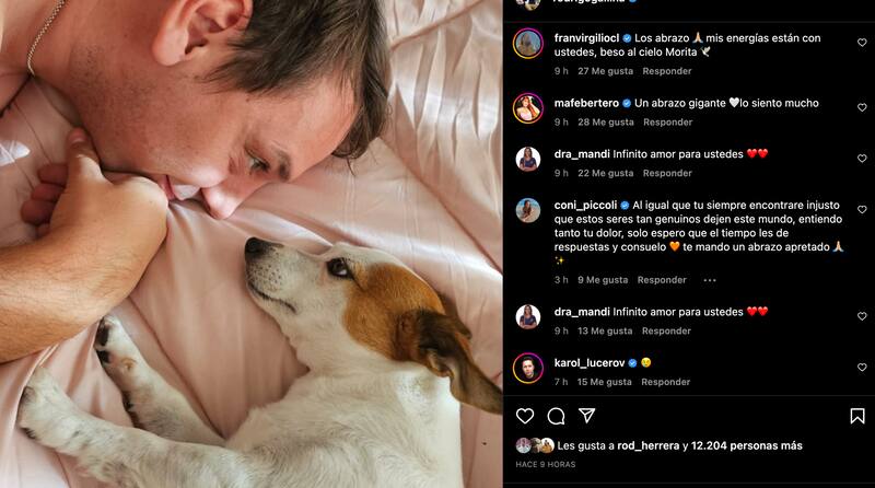 Rodrigo Gallina y su perrita, Morita.