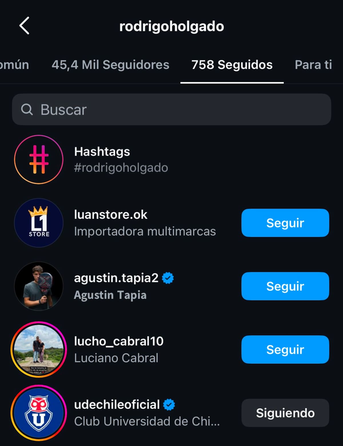 El futbolista comenzó a seguir a la U en Instagram.