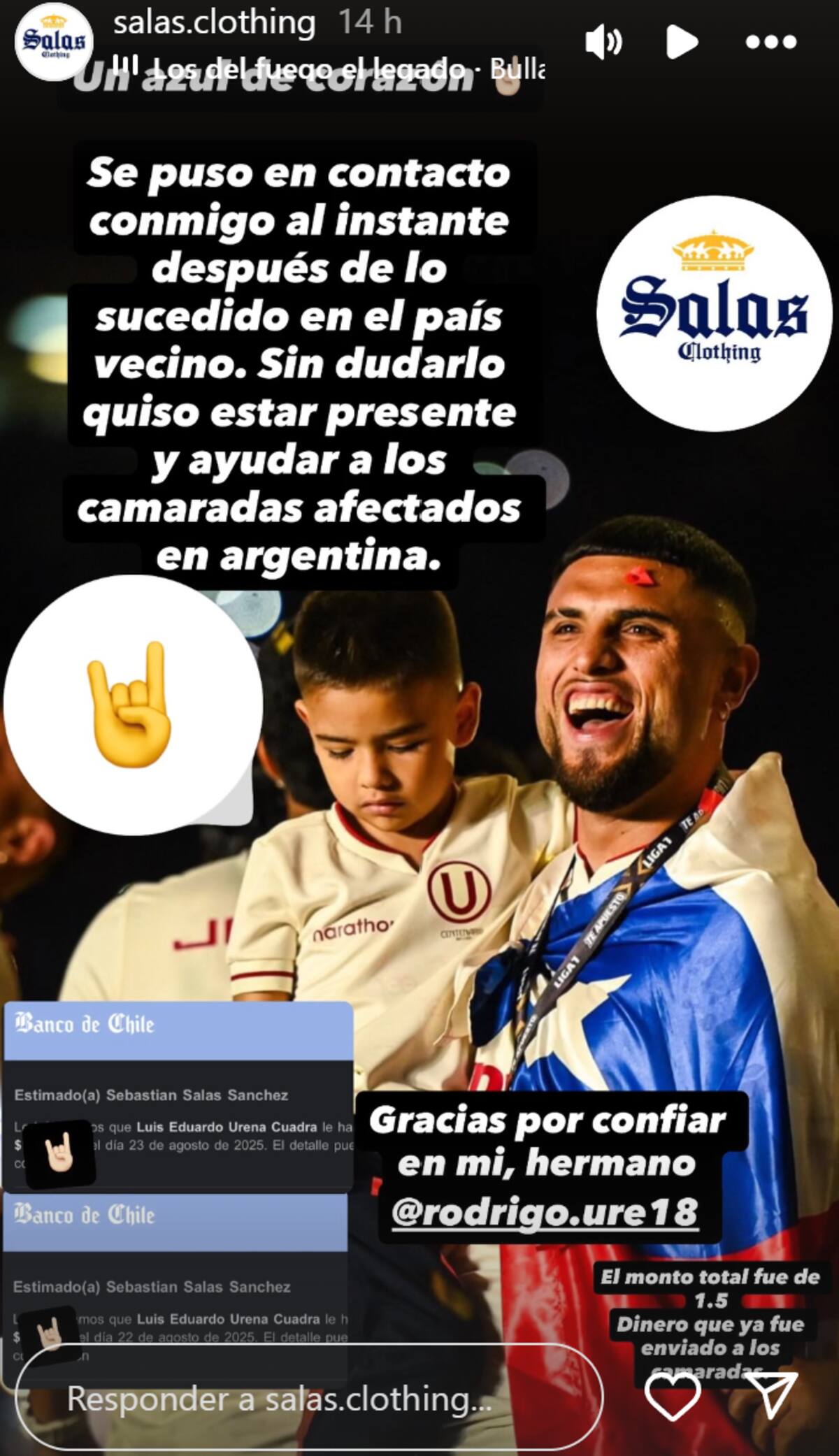 El volante ayudó a los hinchas de la U