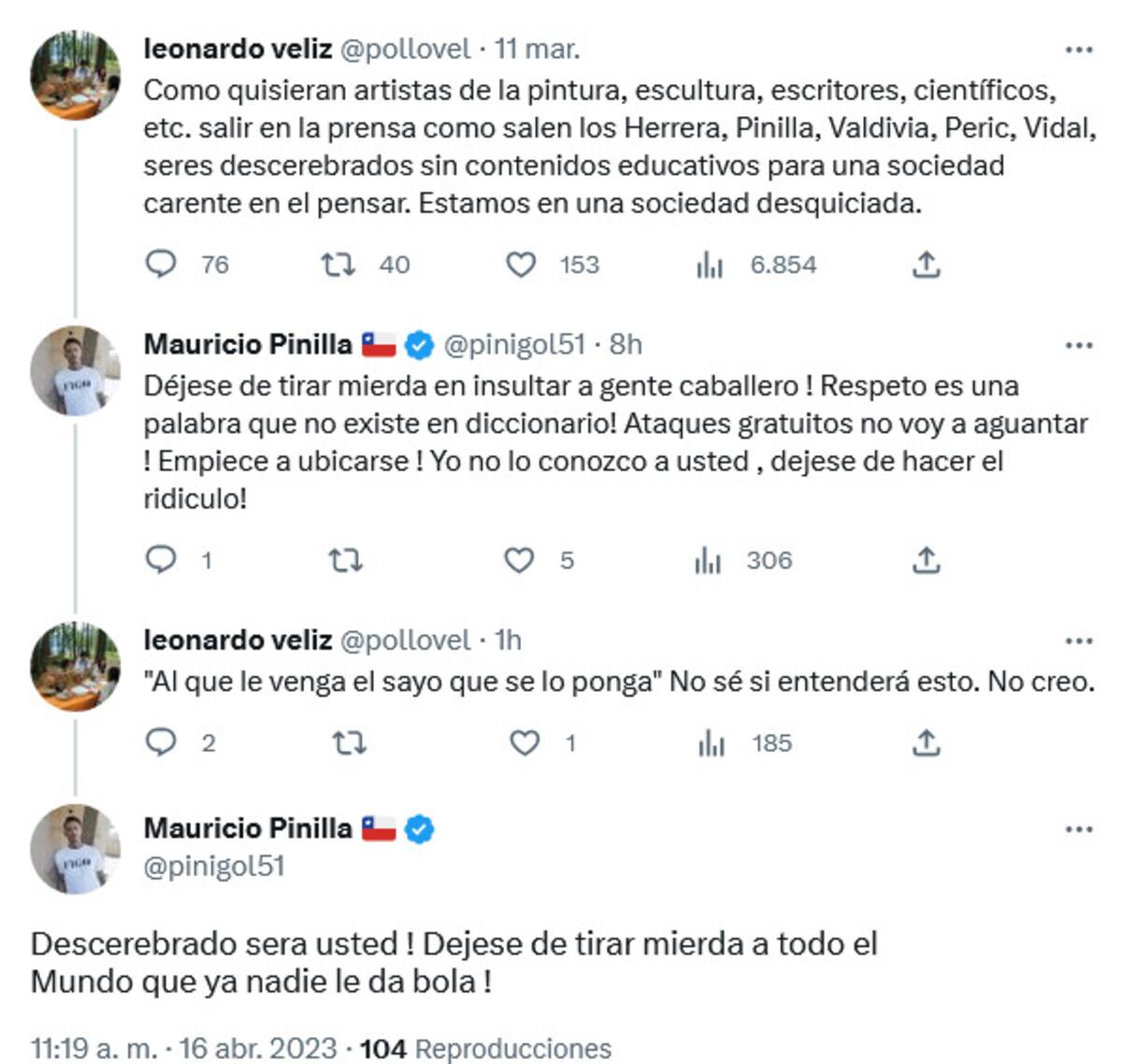 Round tuitero entre Mauricio Pinilla y Pollo Véliz