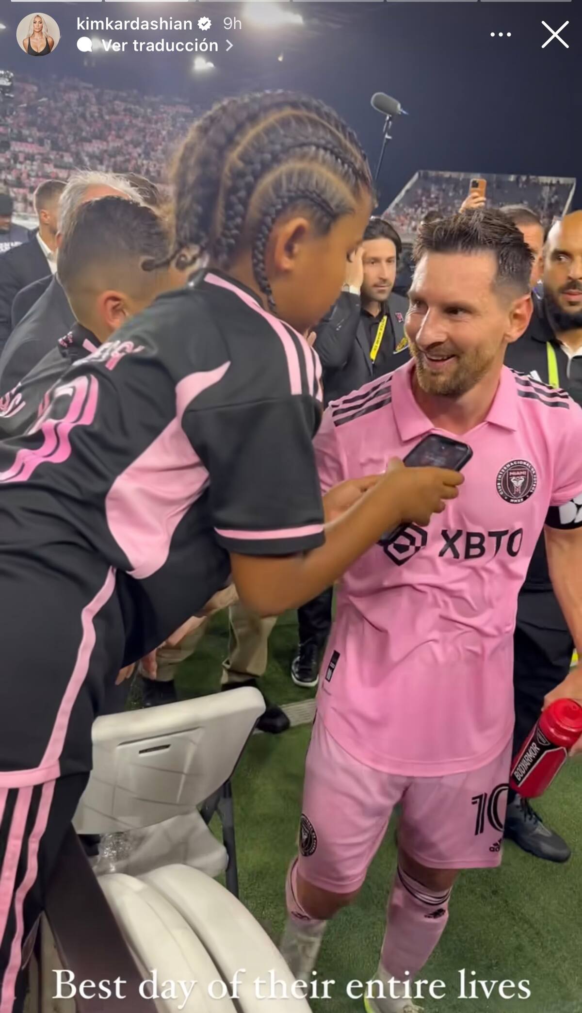 Kim Kardashian llevó a su hijo al primer partido del argentino en el Inter Miami