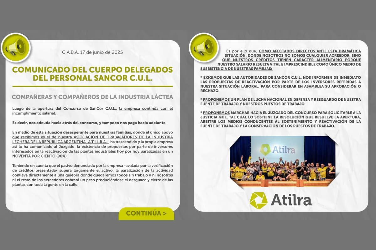 Comunicado de los trabajadores de la empresa.