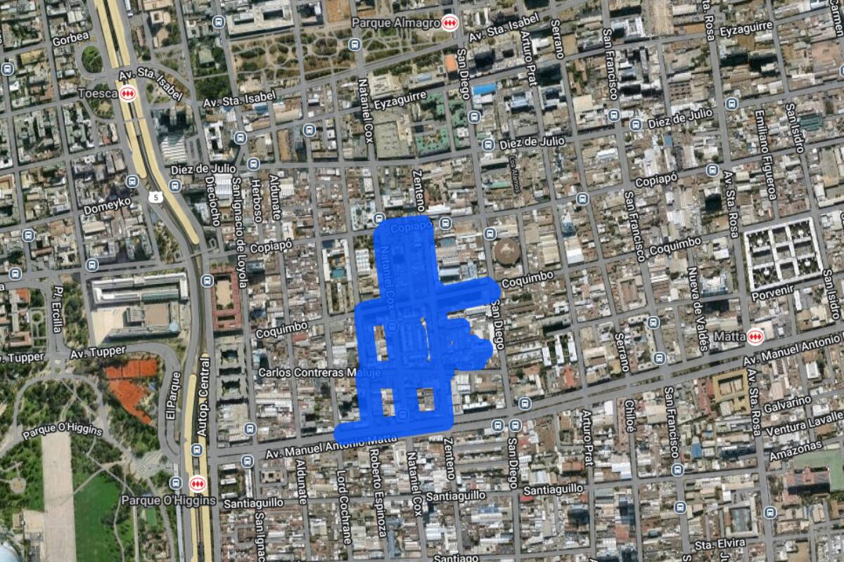Sector afectado por el corte de luz.