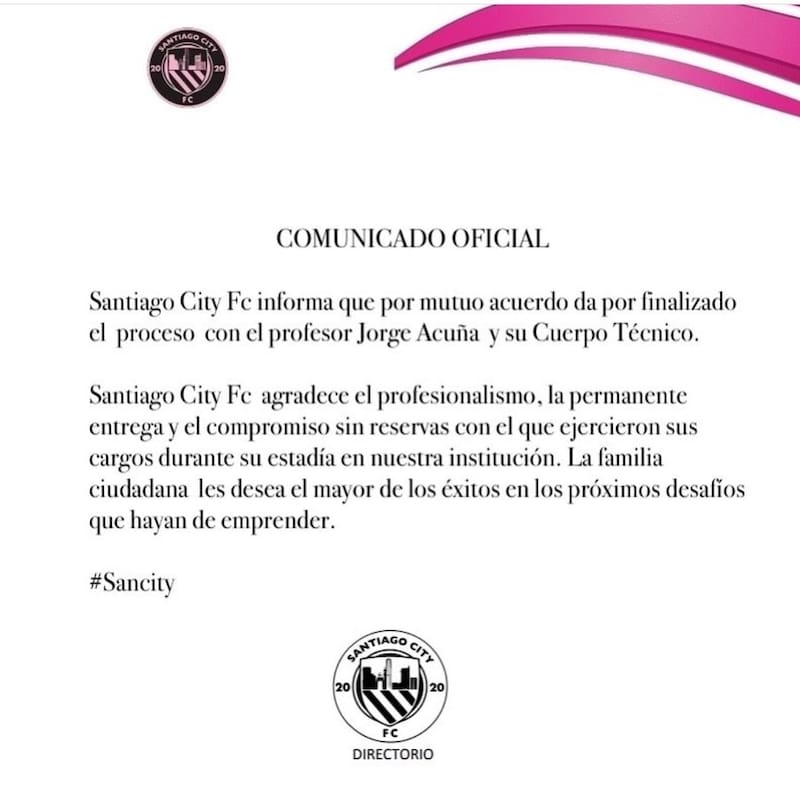 pone fin a la estadía de Kike Acuña en el club.