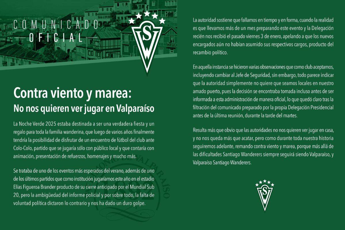 El club porteño publicó un comunicado en el que acusó falta de "voluntad política".