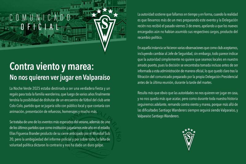 El club porteño publicó un comunicado en el que acusó falta de "voluntad política".