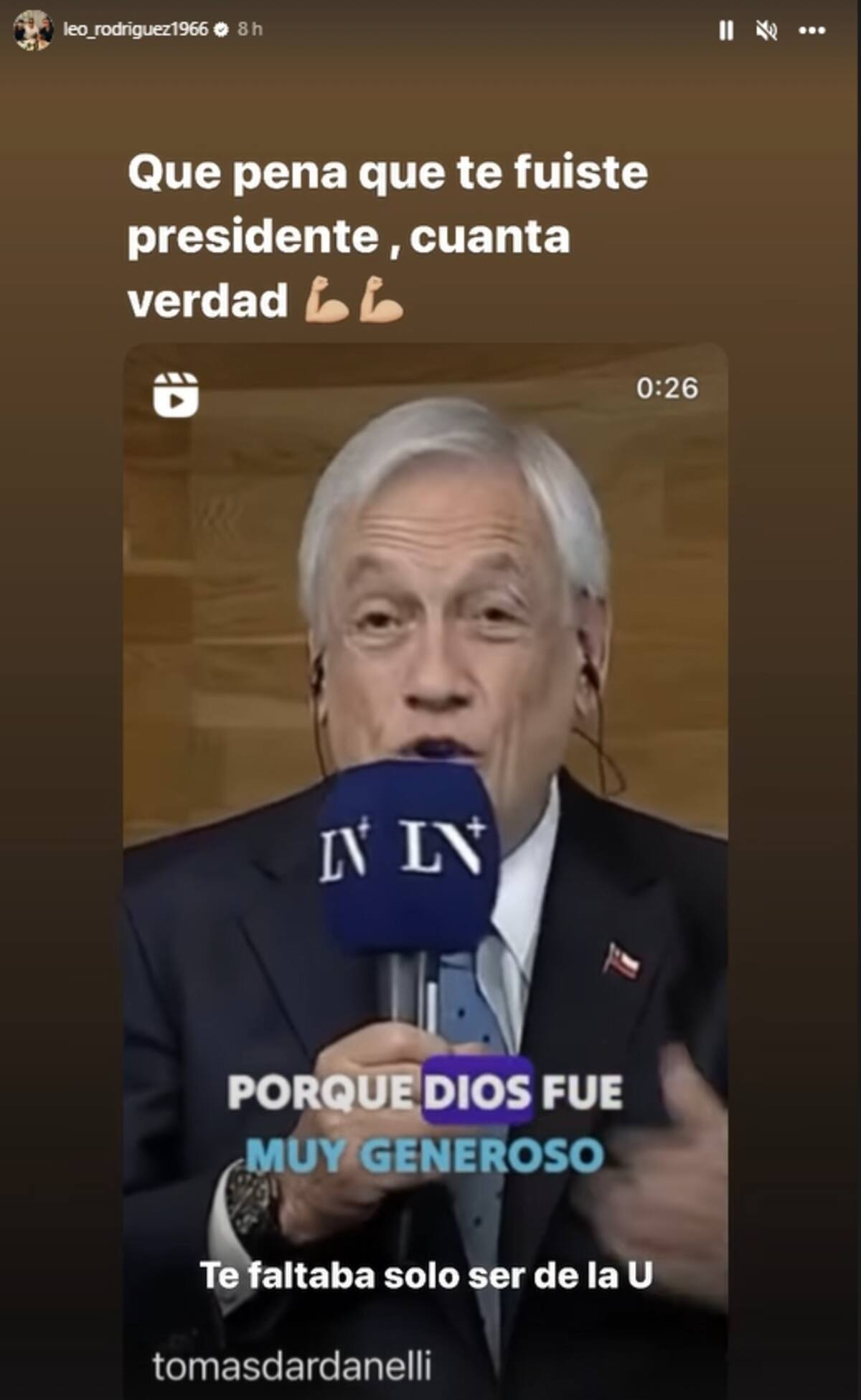 El mensaje de Leo Rodríguez a Sebastián Piñera.