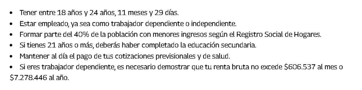 Estos son los requisitos.