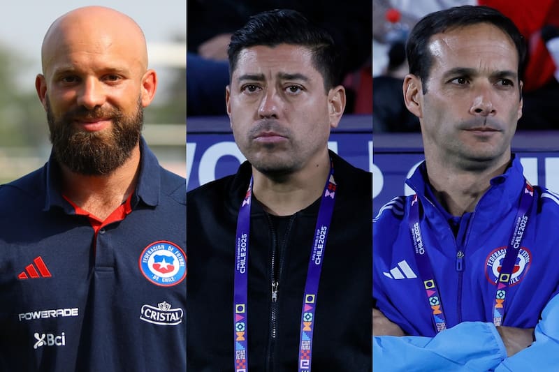 Ariel Leporati, Nicolás Córdova y Sebastián Miranda, los tres entrenadores que se turnan para dirigir a las distintas series de La Roja.