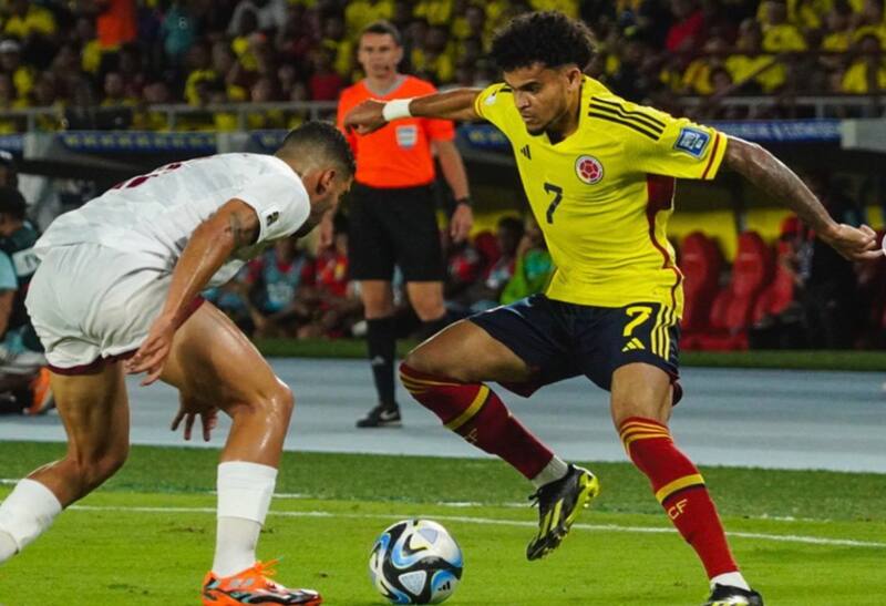Luis Díaz en el duelo de Colombia vs. Venezuela. Foto: Instagram de la Selección de Colombia.