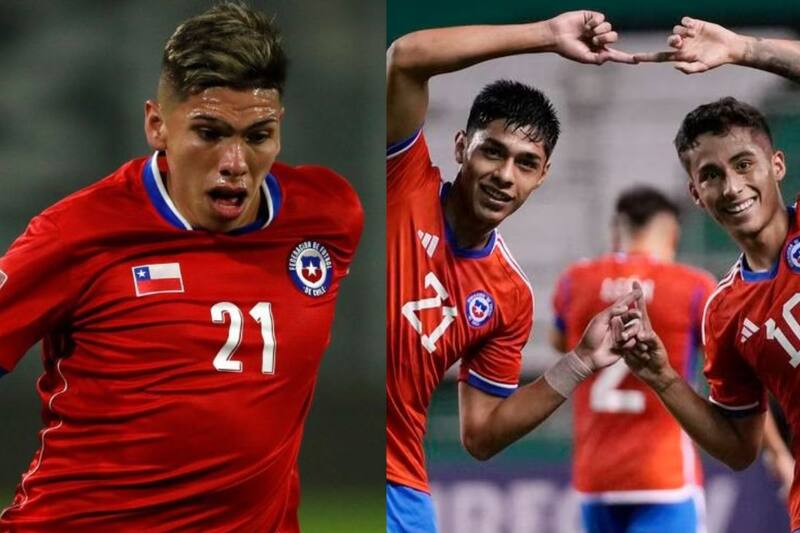 Carlos Palacios, Darío Osorio y Lucas Assadi, con la camiseta de la Selección Chilena.