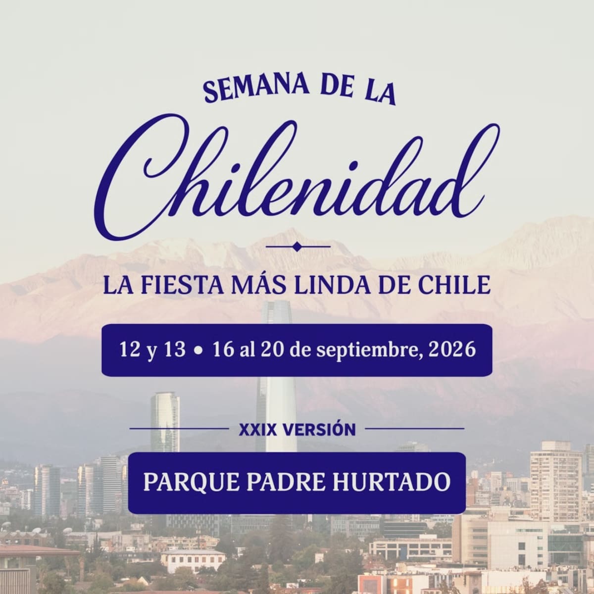 Este año la celebración será el 12, 13 y del 16 al 20 de septiembre en el Parque Padre Hurtado.