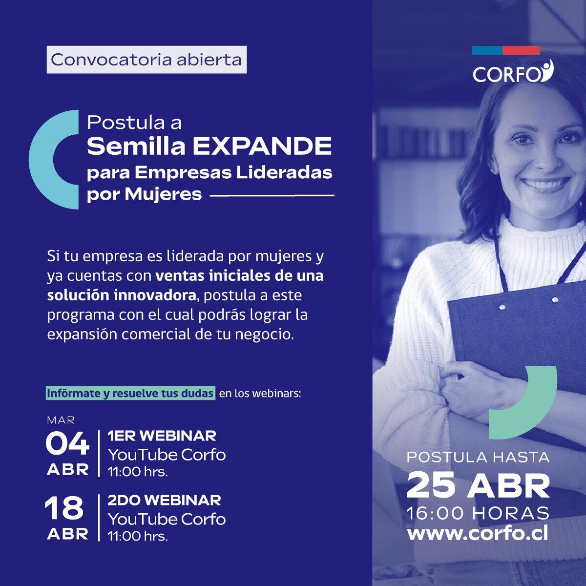 Las postulaciones estarán abiertas hasta el próximo martes 25 de abril. Créditos: CORFO.