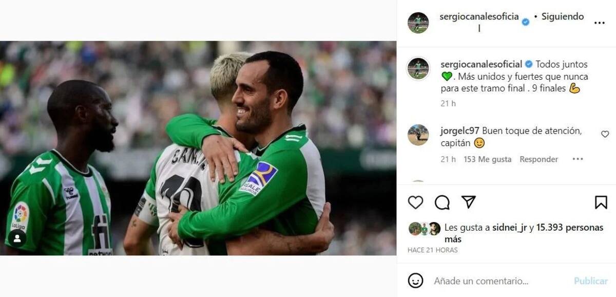 El experimentado jugador español hizo un llamado a unir el plantel de Betis.