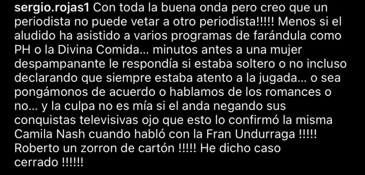 El descargo de Sergio Rojas contra Roberto Cox.