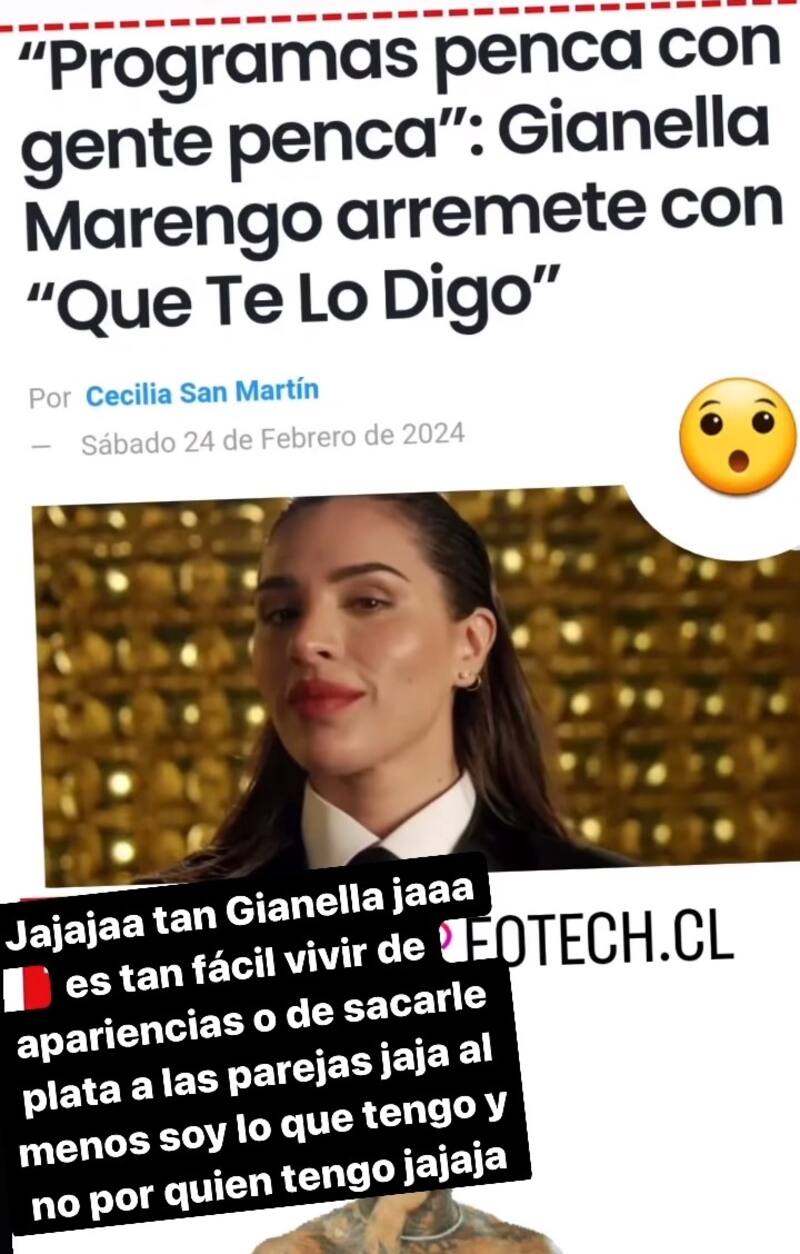 Sergio Rojas se lanzó contra Gianella Marengo. Créditos: Instagram