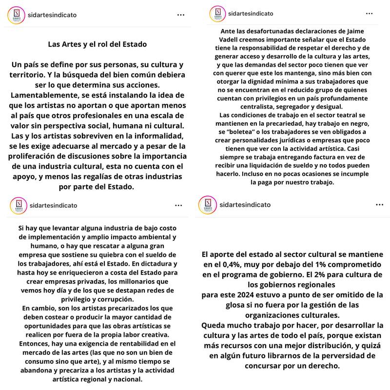 El comunicado entregado por Sidarte.