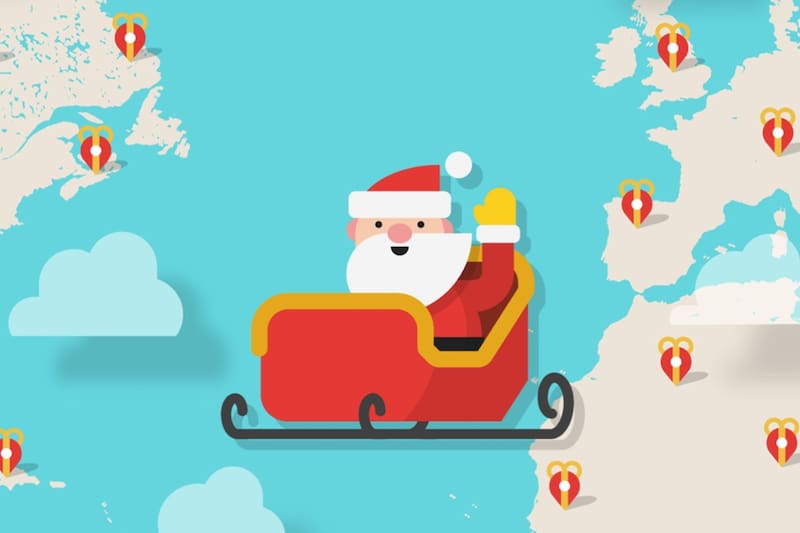 Google cuenta con una página web para saber dónde va viajando el Viejito Pascuero y cuánto le falta para llegar a Chile. Créditos: N+.