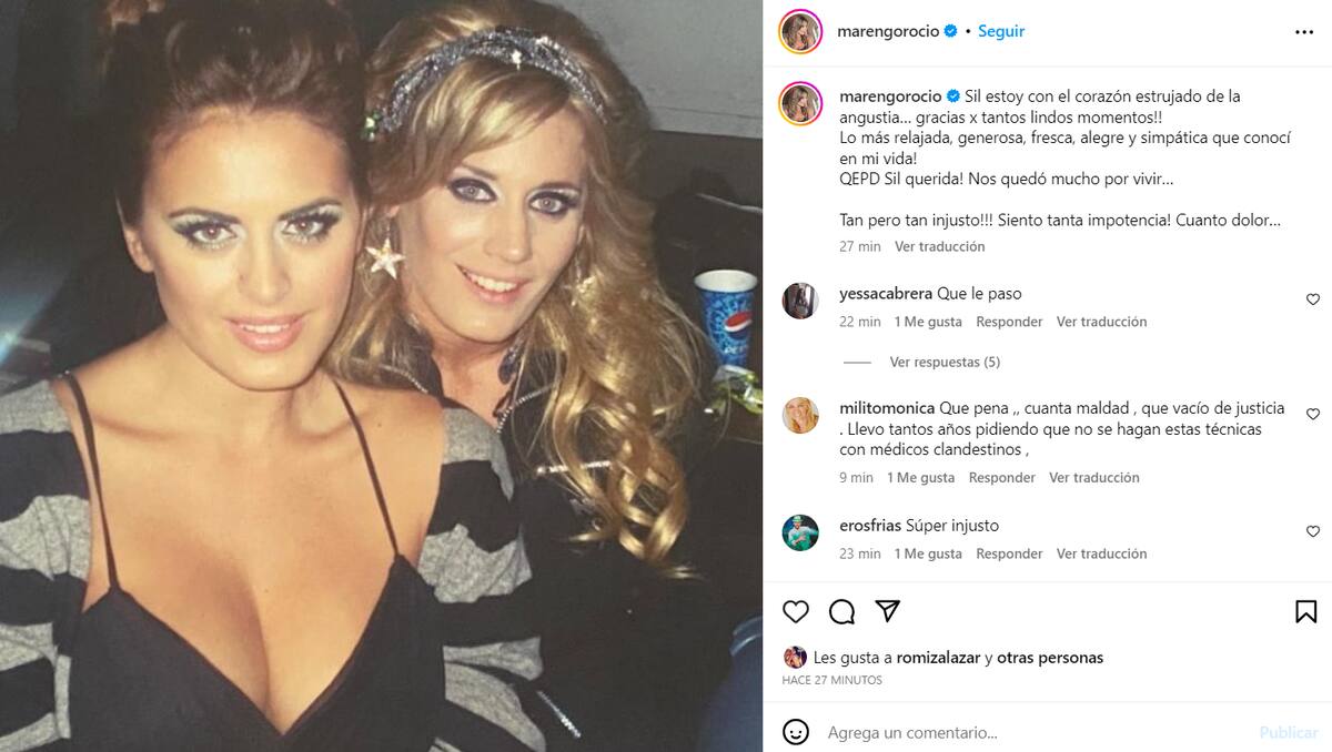 Rocío Marengo lamentó la muerte de Silvina Luna.