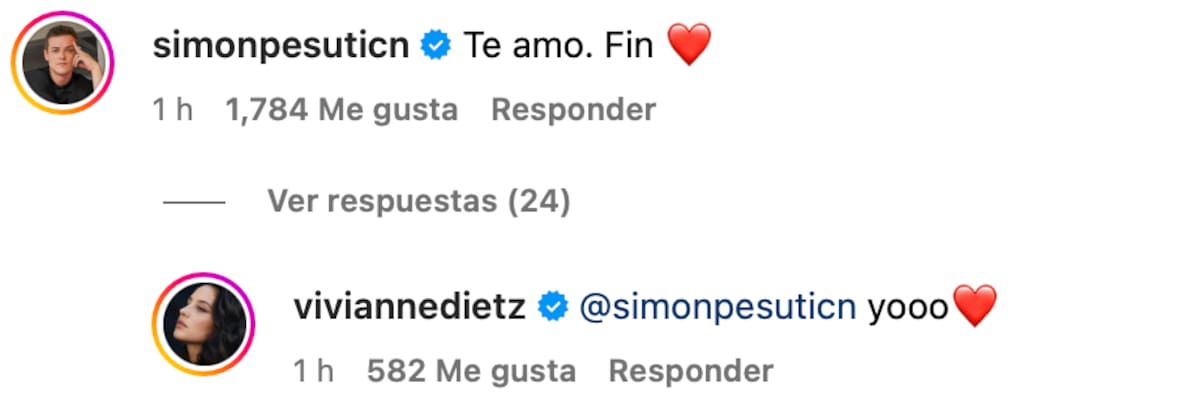 Simón Pesutic confirmó su relación con Vivianne Dietz.
