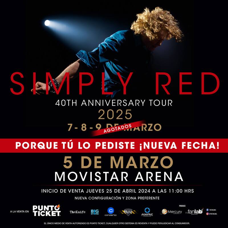 Simply Red agendó cuarta fecha en Chile.