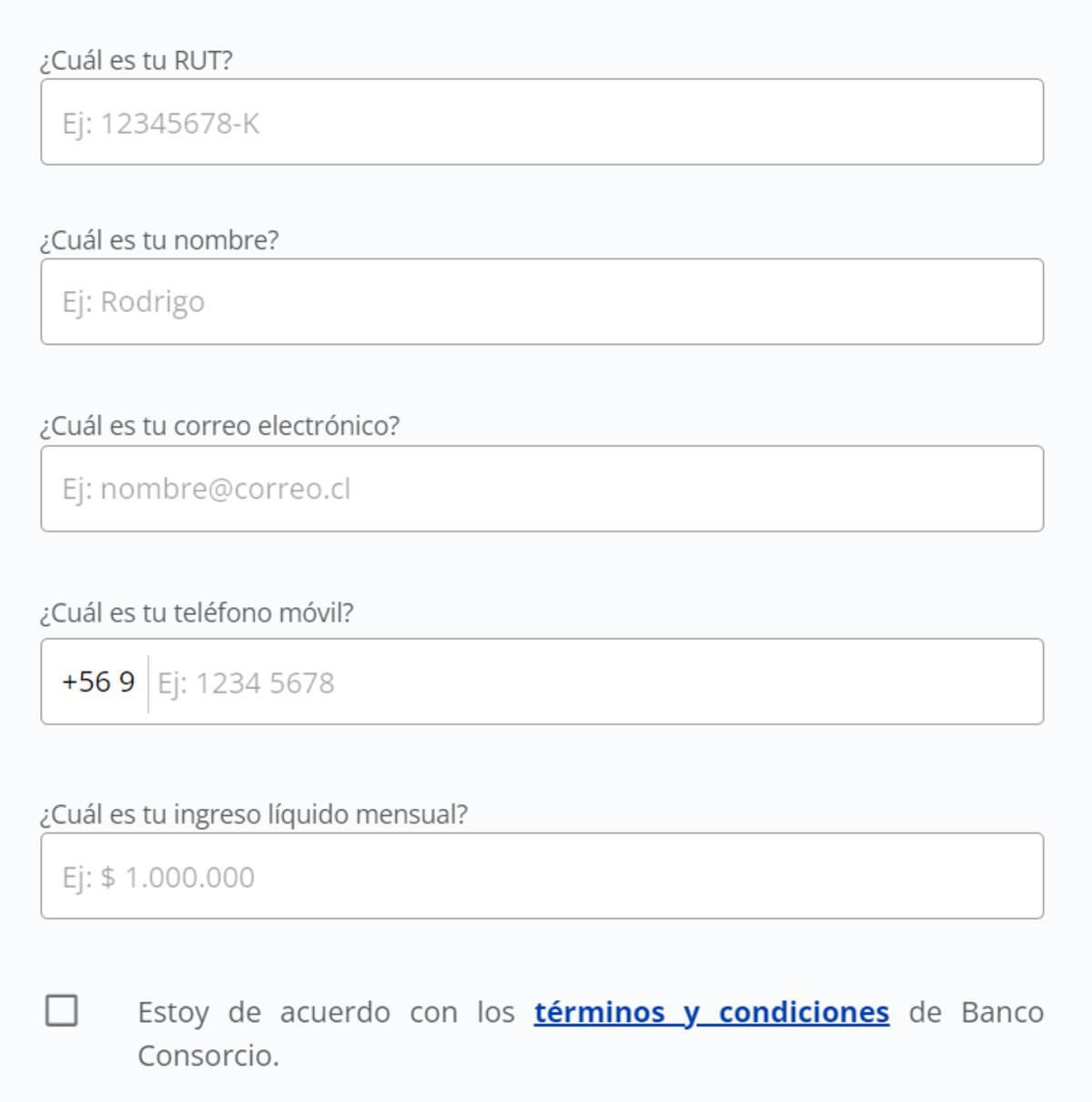 Así es el formulario del Simulador de Créditos de Consorcio.