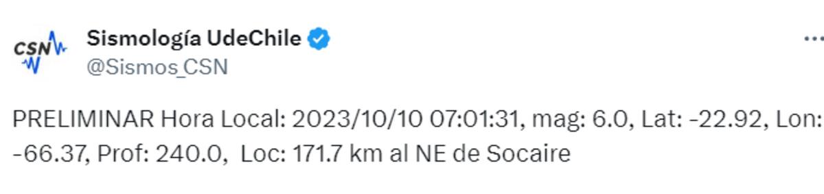 Informe del Sismo en Socaire.