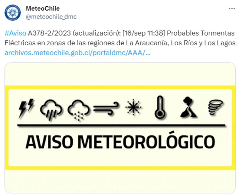 DMC emite alerta por posibles tormentas eléctricas en tres regiones del país.