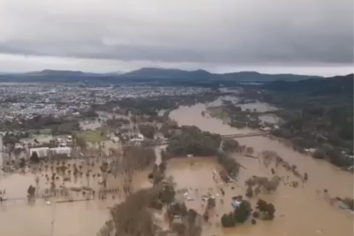 Así se ve talca desde el aire en medio de las inundaciones. Créditos: @xtian_serq