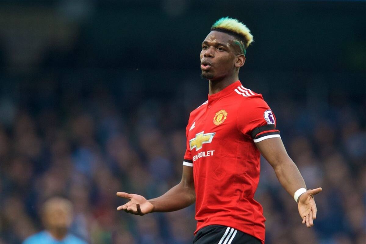 (180408) -- MANCHESTER, April 8, 2018 (Xinhua) -- Manchester United's Paul Pogba reacts during the English Premier League match between Manchester City and Manchester United at the Etihad Stadium in Manchester, Britain on April 7, 2018. Manchester United won 3-2. (Xinhua/Stringer)
(FOR EDITORIAL USE ONLY. NOT FOR SALE FOR MARKETING OR ADVERTISING CAMPAIGNS. NO USE WITH UNAUTHORIZED AUDIO, VIDEO, DATA, FIXTURE LISTS, CLUB/LEAGUE LOGOS OR "LIVE" SERVICES. ONLINE IN-MATCH USE LIMITED TO 45 IMAGES, NO VIDEO EMULATION. NO USE IN BETTING, GAMES OR SINGLE CLUB/LEAGUE/PLAYER PUBLICATIONS.)