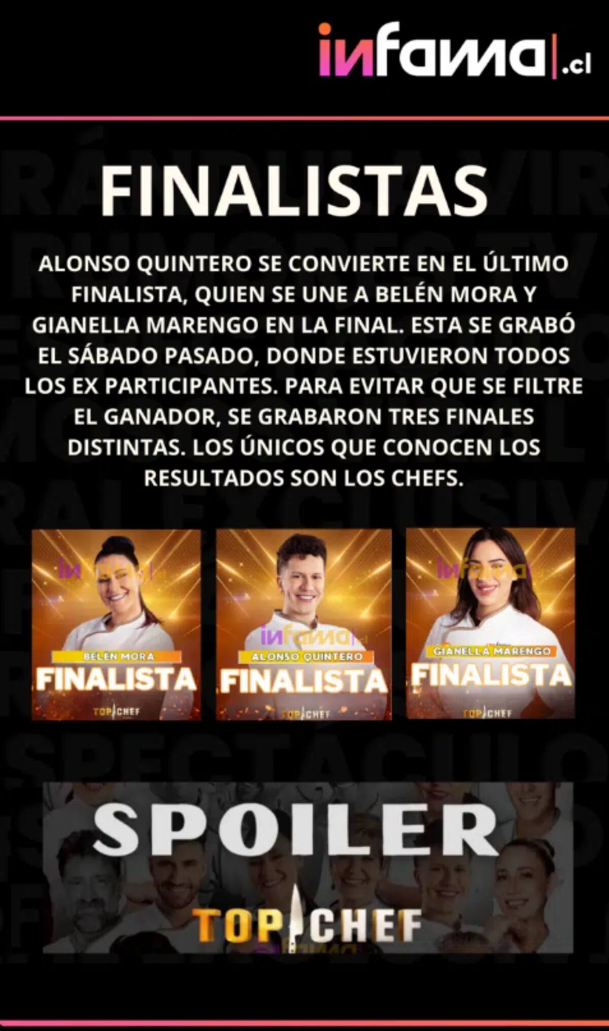 de infama sobre la final de "Top Chef" VIP.