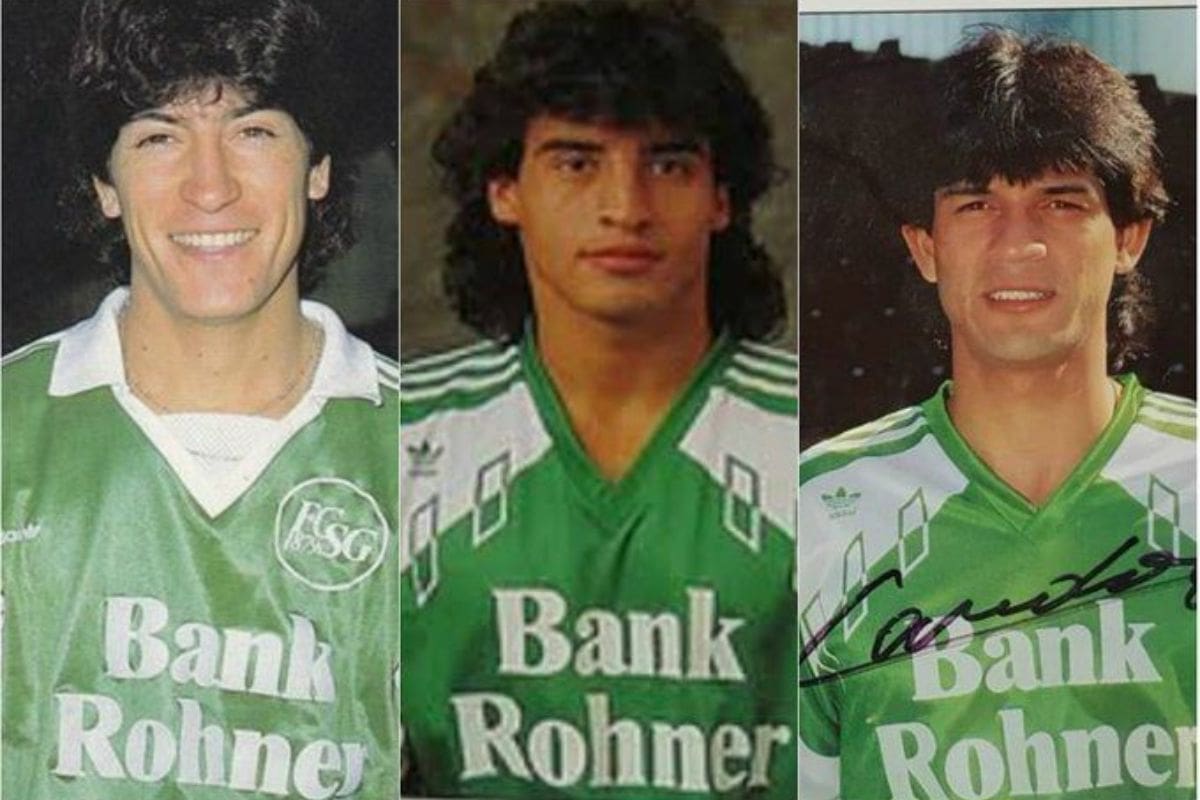 Dos chilenos y un paraguayo en el club suizo. De derecha a izquierda, Iván Zamorano, Fabián Estay y José Saturnino Cardozo.