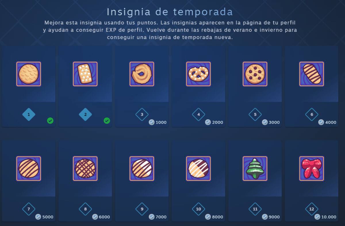 Si compras insignias de mejor valor, las de más alto irán reduciendo el suyo, ya que el objetivo es llegar hasta el final de estas.