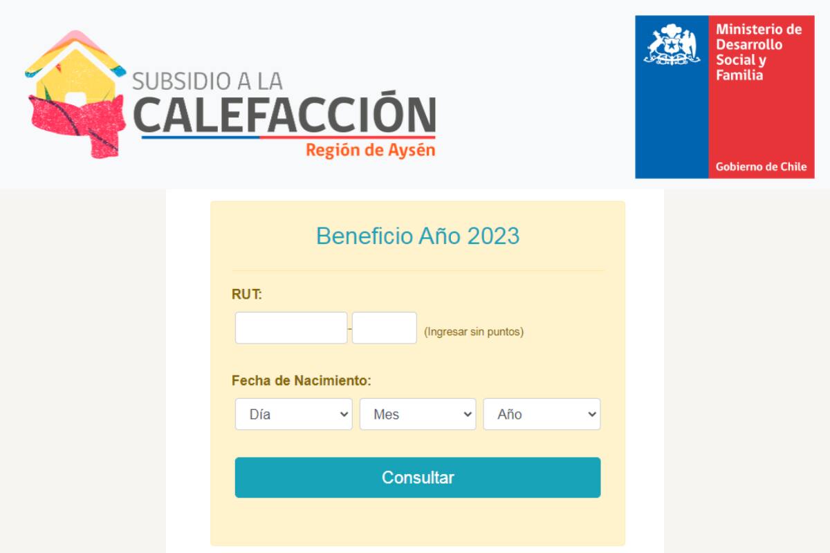 Así luce la página de consulta. Créditos: Subsidio a la Calefacción