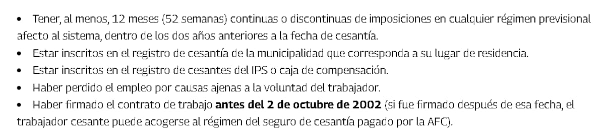 Estos son los requisitos.