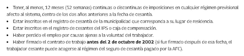 Estos son los requisitos.