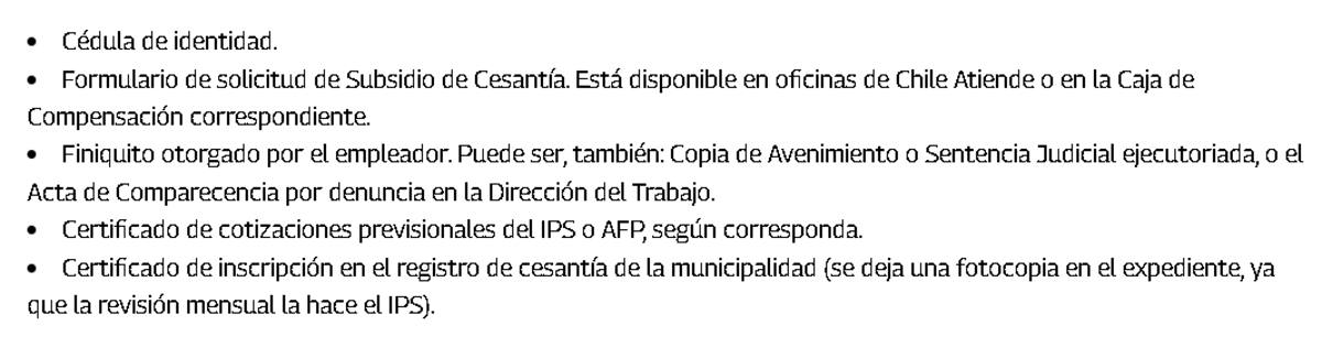 Estos son los documentos requeridos.