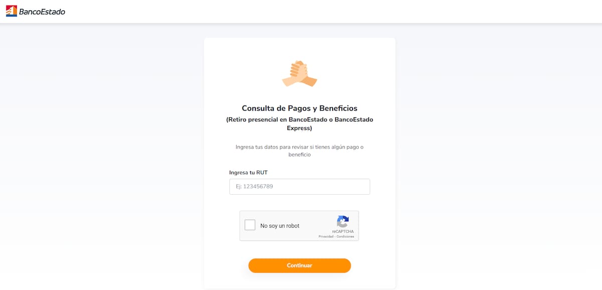 Solo debes ingresar tu RUT para conocer si tienes pagos pendientes del Subsidio Ingreso Mínimo Garantizado. Créditos: Captura de No Lo Cobraste de Banco Estado.