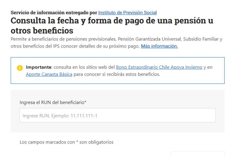 Así podrás conocer la fecha de pago del aporte. Créditos: Chile Atiende