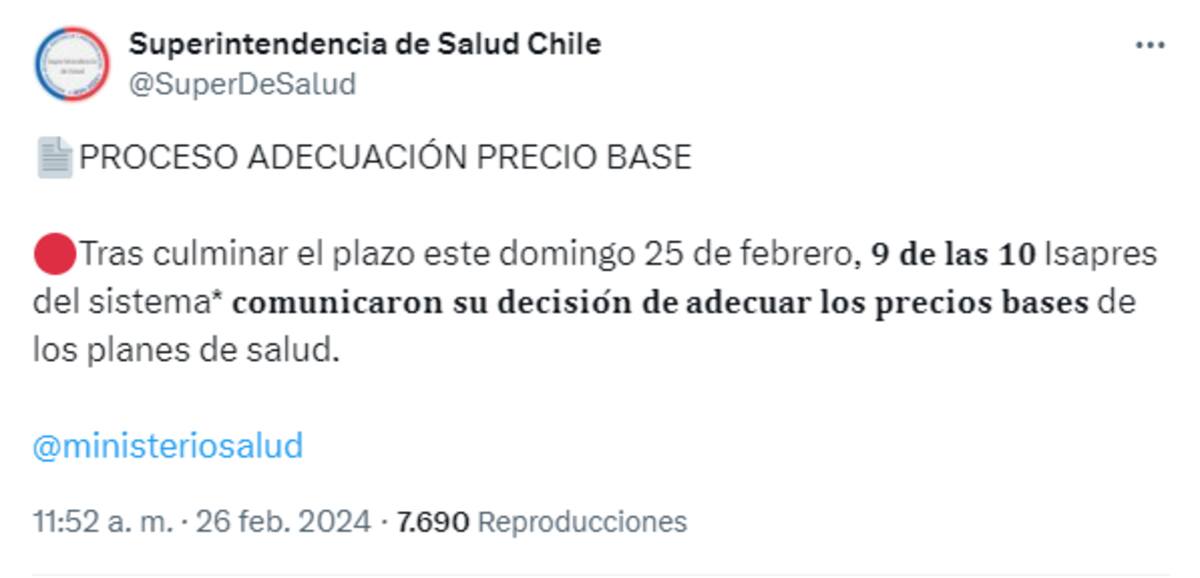 Superintendencia de Salud de Chile en X.