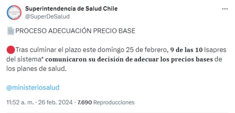 Superintendencia de Salud de Chile en X.