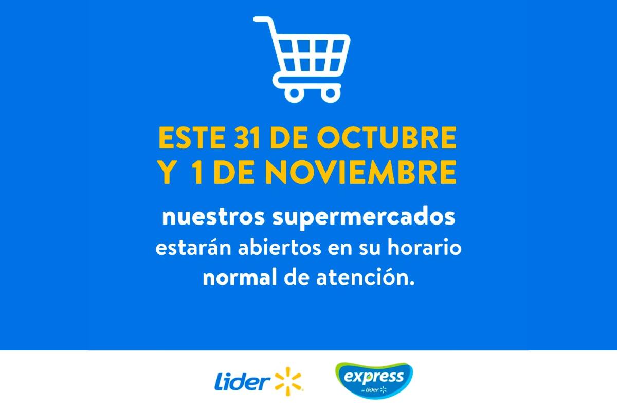 Lider estará con horario normal este 1 de noviembre.