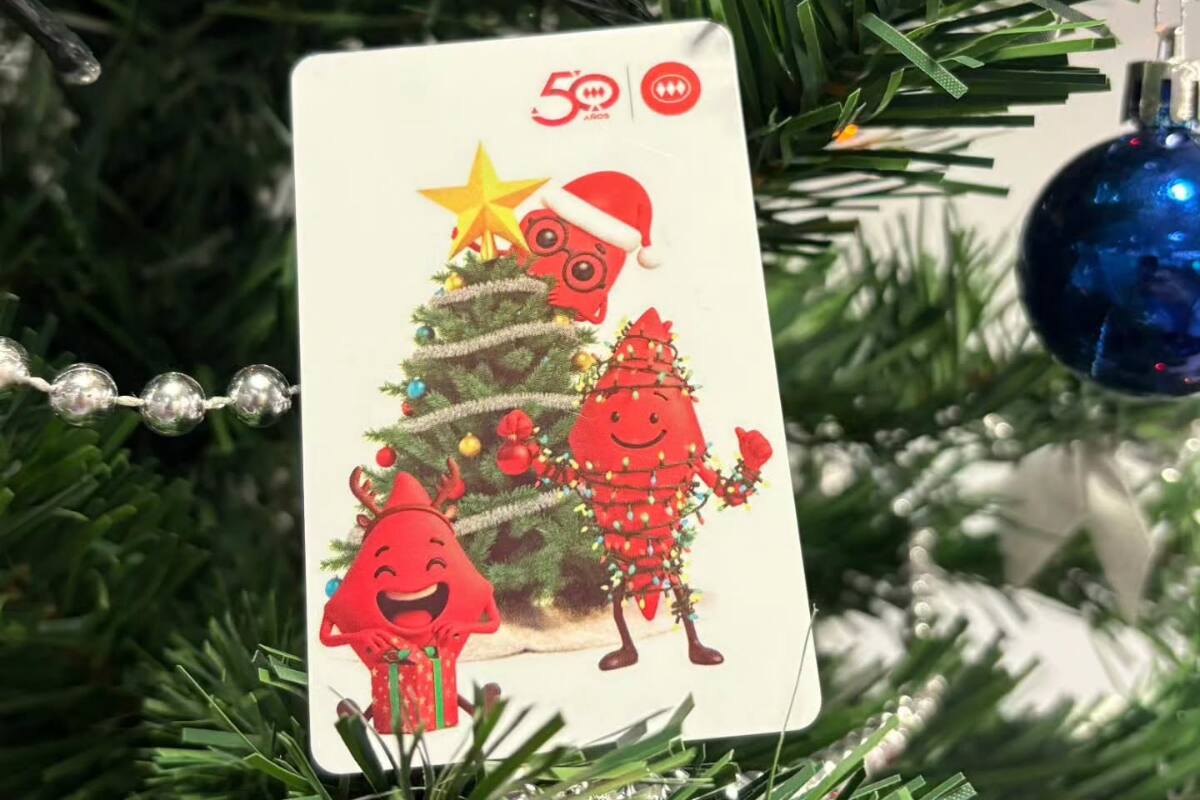 El plástico busca llevar la magia de esta época del año hasta los miles de pasajeros que viajan en la red de transporte capitalina a diario. Créditos: Metro de Santiago.