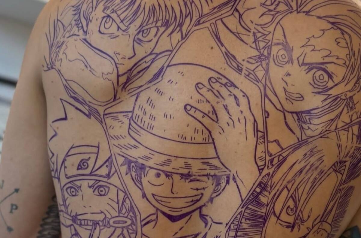 Con One Piece y Naruto: crack del fútbol chileno decidió hacerse este espectacular tatuaje en la espalda