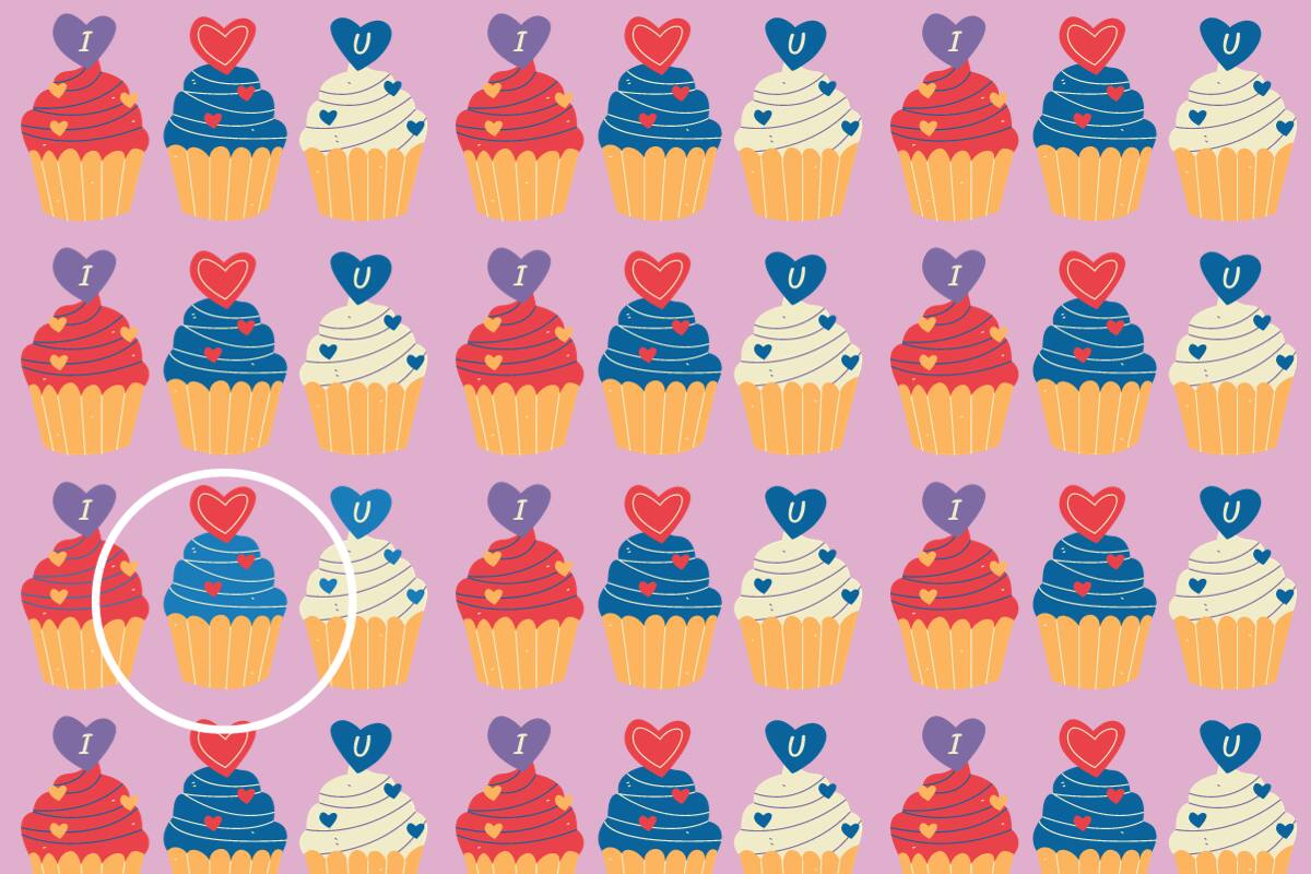 Aquí se encontraba el pastel diferente del test visual.