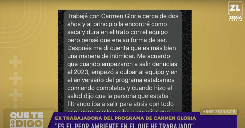 Testimonio de extrabajadora de Carmen Gloria Arroyo.