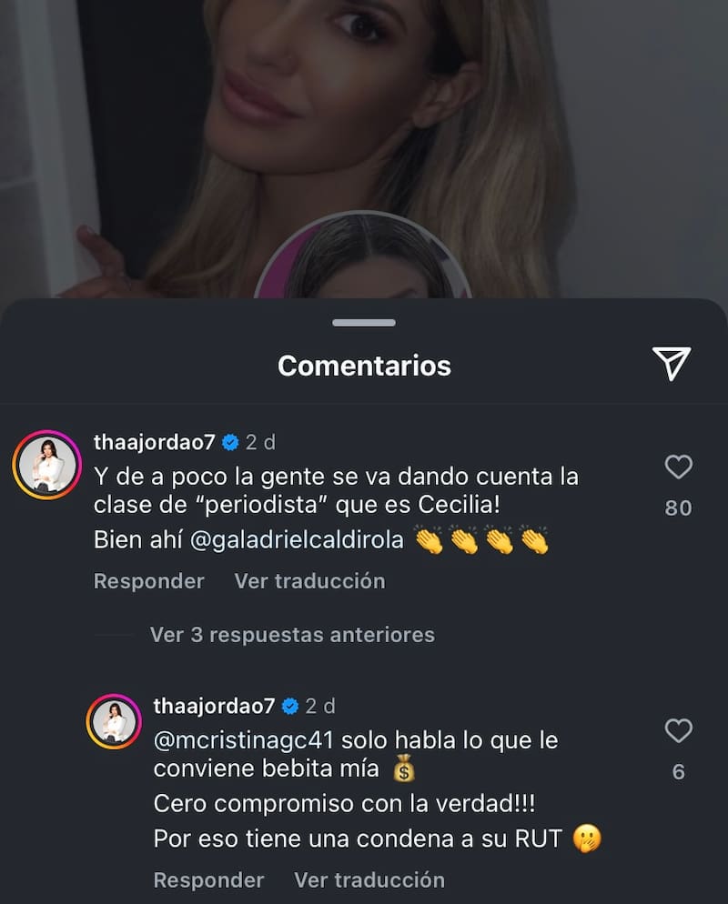 Thaís Jordao se lanzó contra Cecilia Gutiérrez.