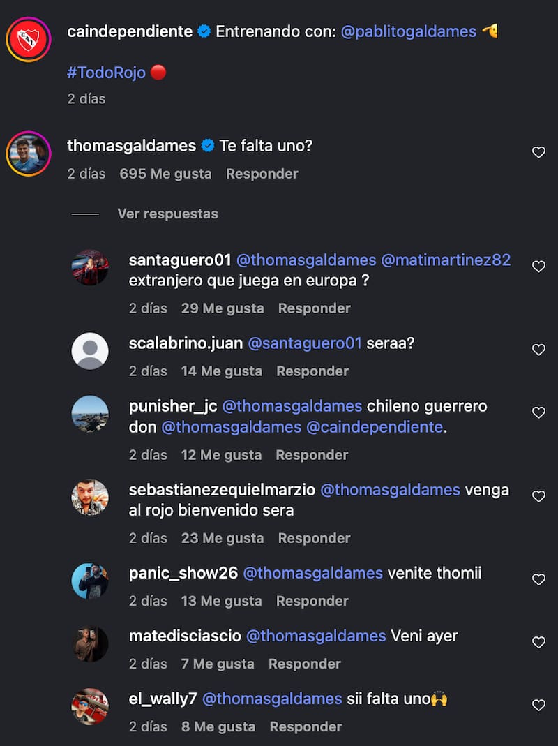 Su claro guiño al Independiente de su hermano Pablo.