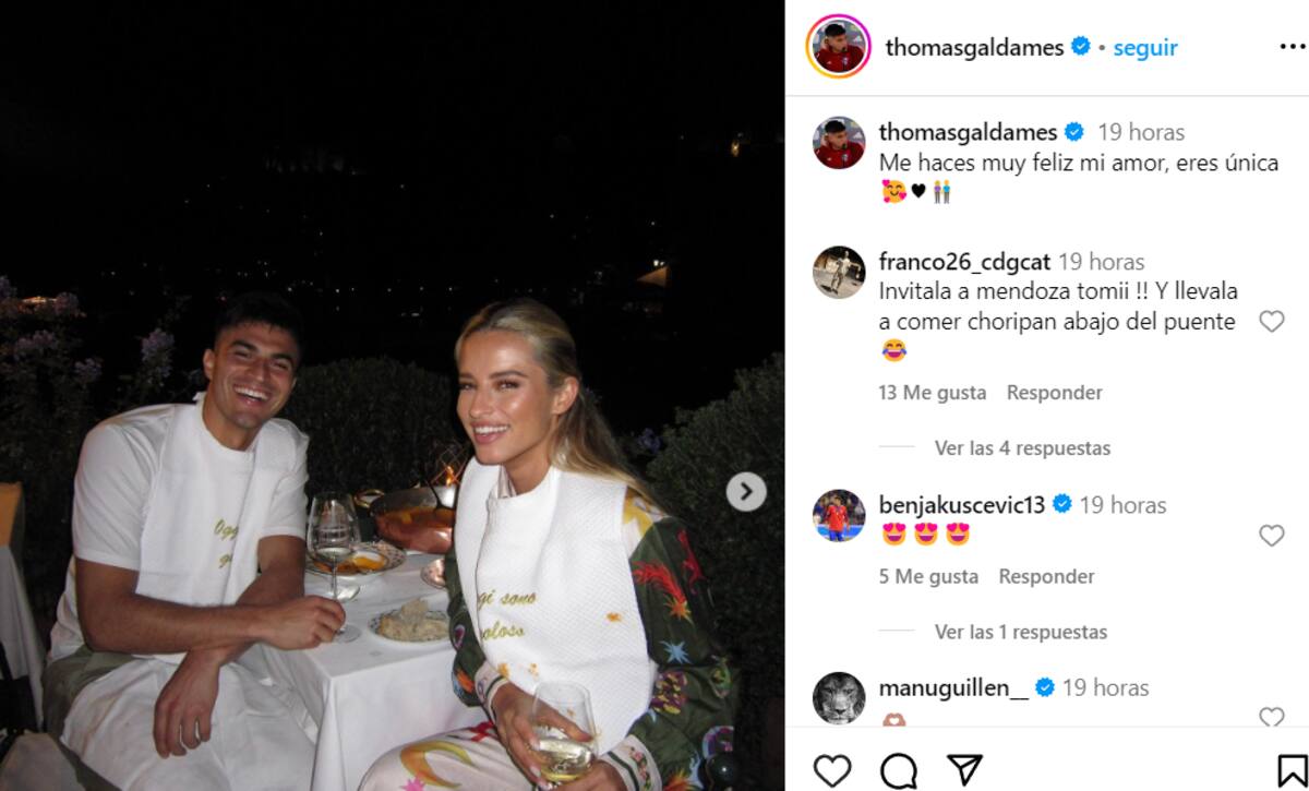 Thomas Galdames junto a Giovanna Goglino en Instagram