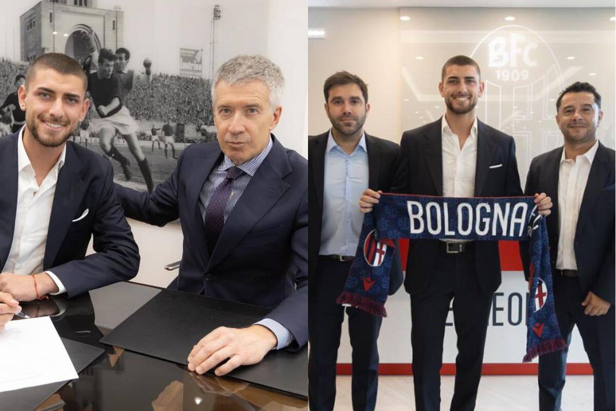 firmando oficialmente en Bologna de la Serie A